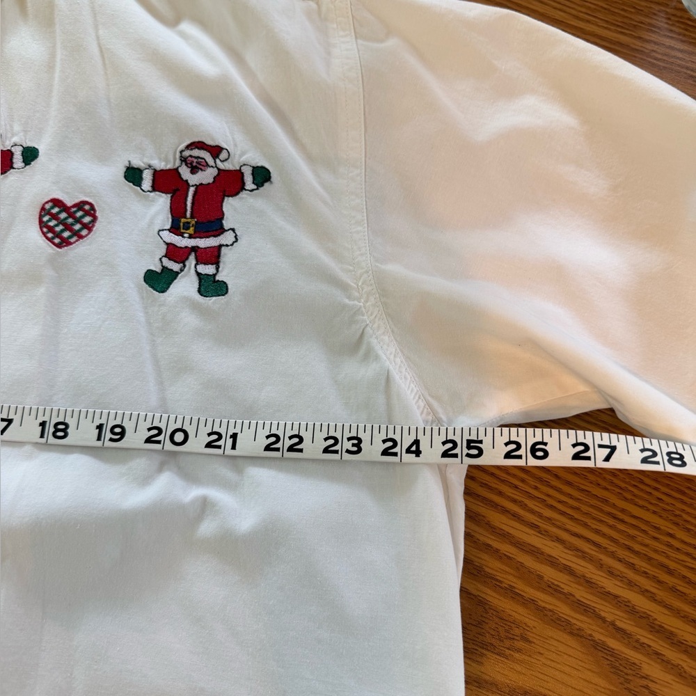 2 pc - Festive White Button Up Shirts with Santa & Teddy Bear Embroidery - Picture 9 of 13